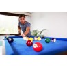 Billard de table avec accessoires - Kit Billard Compact de bureau ou salle de jeu, 102 x 51 x 22.5 cm - Marron et Tapis Bleu