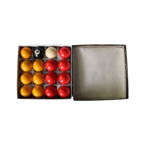 Set de 16 Boules de Billard Anglais en résine 2" (50,8mm) 7 boules jaunes, 7  boules rouges, 1 blanche et 1 noire