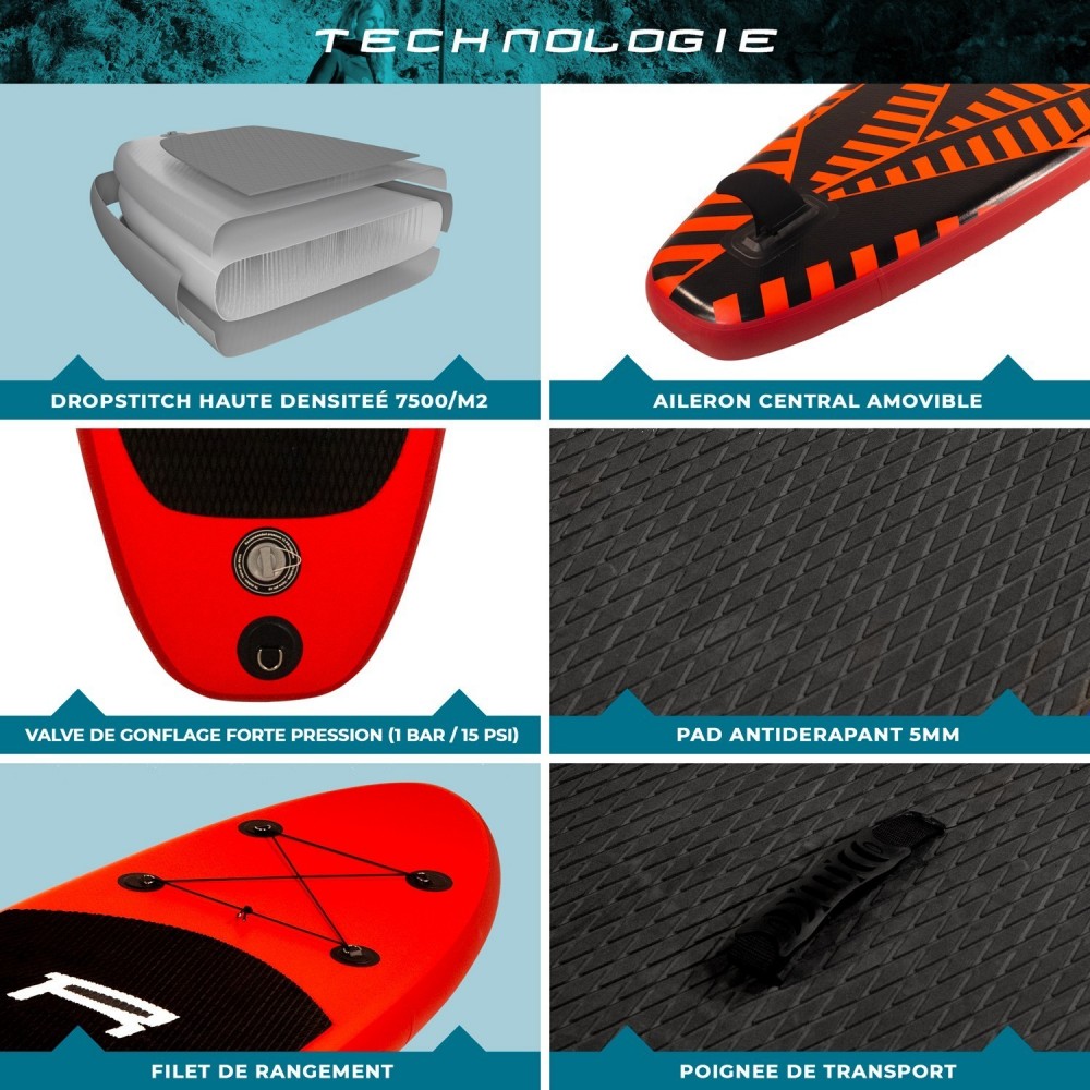 Pack Stand Up Paddle Gonflable KEAI ROHE - 10'8" 32'' 6'' (325x81x15cm) avec accessoires