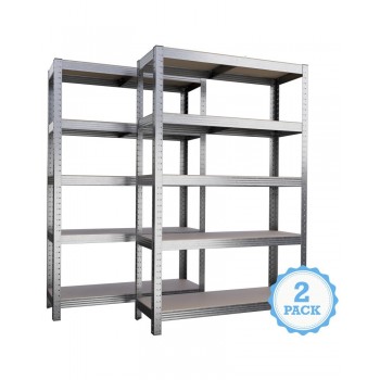 Étagère de rangement polyvalente en métal (lot de 2) Charge lourde Max 875kg - 180 X 90 X 40 cm - Gris