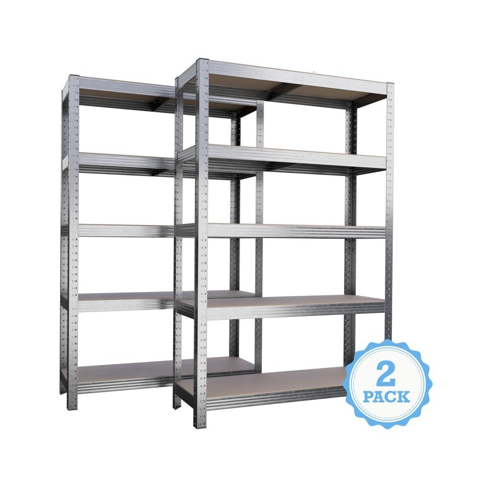 Étagère de rangement polyvalente en métal (lot de 2) Charge lourde Max 875kg - 180 X 90 X 40 cm - Gris