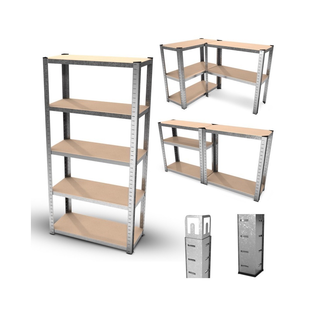 Étagère de rangement polyvalente en métal (lot de 2) Charge lourde Max 875kg - 180 X 90 X 40 cm - Gris