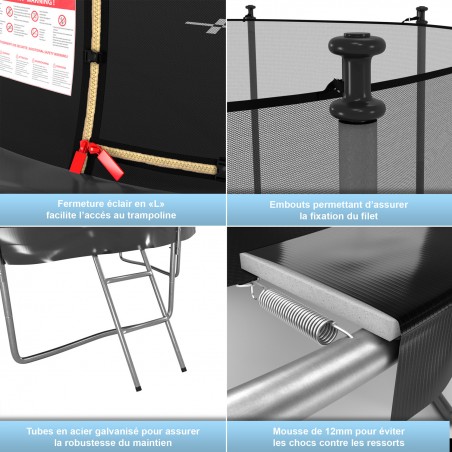 Trampoline extérieur Classique ø 305 cm- 10FT- Filet intérieur, Matelas de protection réversible et Echelle