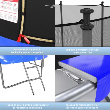 Trampoline extérieur Classique ø185 cm- 6FT- Filet intérieur, Matelas de protection réversible et Echelle