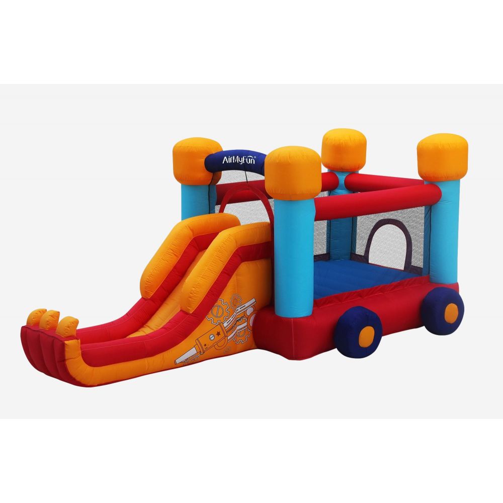 Château Gonflable Bobby avec Toboggan et escalade 4m60, souffleur et sac de rangement inclus